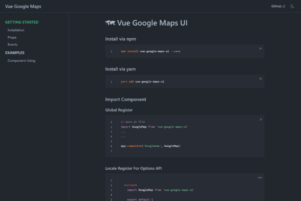 Live Preview Vue Google Maps UI