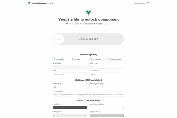 Live Preview Vue Slide Unlock