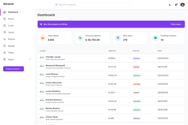 Live Preview windmill-dashboard-react