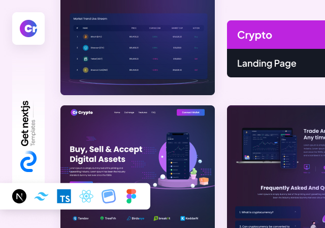 Crypto Free NextJs Landing Page Template with Tailwind CSS Headless UI