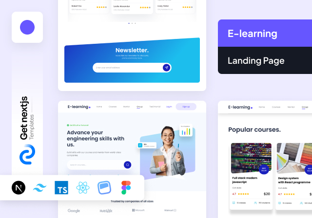 E-learning NextJs with App Directory Free Landing Page Template