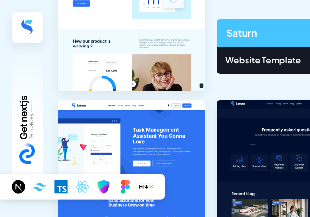 Saturn Pro NextJs Website Template for Team Management Tools