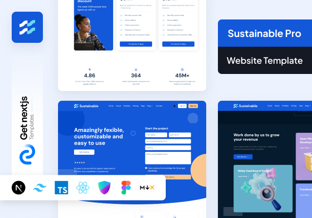 Sustainable Pro NextJs Website Template for SaaS Products